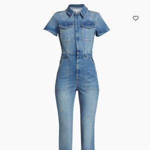 GOOD AMERICAN Denim Jumpsuit, size S, medium wash, zip front, NWT